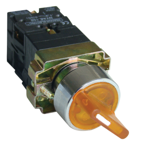 Przełącznik podświetlany, żółty, LED, dwupozycyjny 1×NC+1×NO, 3A/400V AC, IP42 NYGBK2565S Tracon Electric