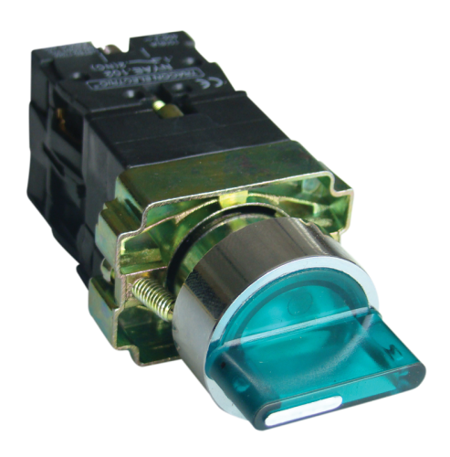 Przełącznik podświetlany, zielony, LED, trójpozycyjny 1×NC+1×NO, 3A/400V AC, IP42 NYGBK3365Z Tracon Electric