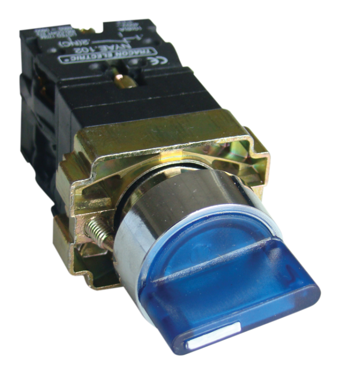 Przełącznik podświetlany, niebieski, LED, trójpozycyjny 1×NC+1×NO, 3A/400V AC, IP42 NYGBK3665K Tracon Electric