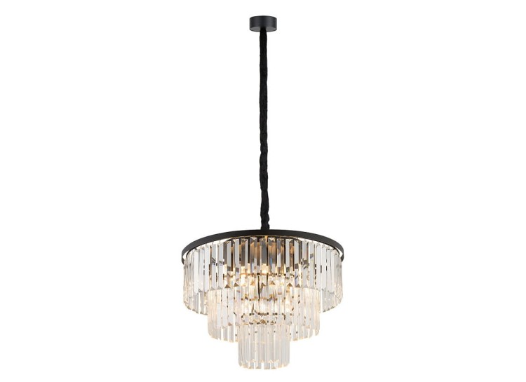 Lampa sufitowa CRISTAL BLAC M ZWIS 7616 NOWODVORSKI Lighting 9xE14 nowoczesna wisząca lampa oświetleniowa żyrandol czarny metal kryształ Inspiracje Premium