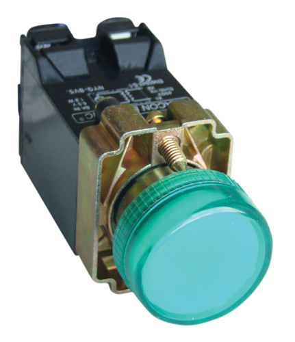 Lampka kontrolna z obudową, zielona, z transformatorem 3A/400V AC, IP44, NYGI6 NYGBV53ZT Tracon Electric