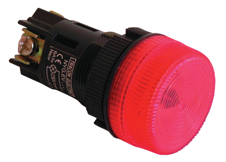 Lampka kontrolna, plastikowa, żółta, bez żarówki 0,4A/250V AC, d=22mm, IP42 NYGEV165S Tracon Electric