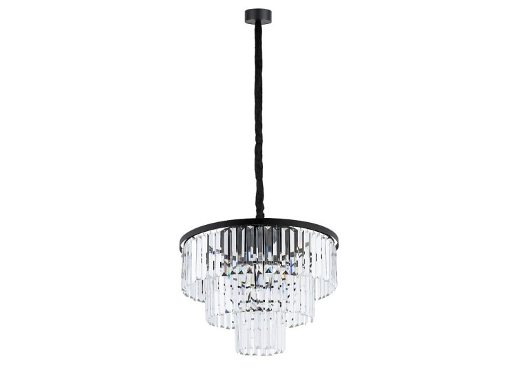 Lampa sufitowa CRISTAL BLAC M ZWIS 7616 NOWODVORSKI Lighting 9xE14 nowoczesna wisząca lampa oświetleniowa żyrandol czarny metal kryształ Inspiracje Premium