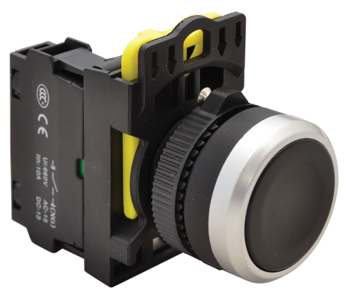 Przycisk kryty, czarny 1×NO, 5A/230V AC-15, IP65 NYG3-BK Tracon Electric