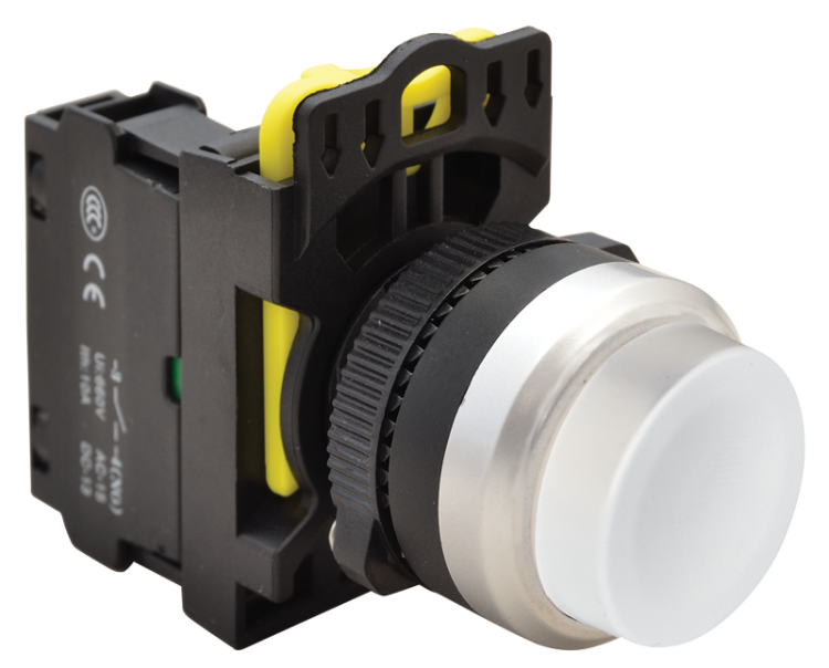 Przycisk wystający, biały 1×NO, 5A/230V AC-15, IP65 NYG3-HW Tracon Electric