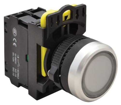 Przełącznik podświetlony, biały 1×NO, 5A/230V AC-15, IP65, LED 230V AC/DC NYK3-LW Tracon Electric