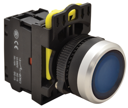 Przełącznik podświetlony, niebieski 1×NO, 5A/230V AC-15, IP65, LED 230V AC/DC NYK3-LB Tracon Electric