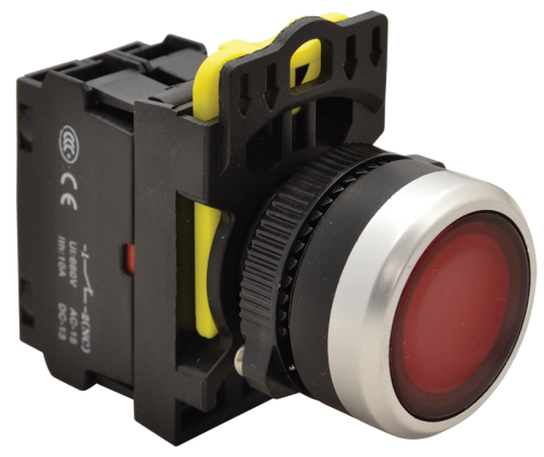 Przełącznik podświetlony, czerwony 1×NC, 5A/230V AC-15, IP65, LED 230V AC/DC NYK3-LR Tracon Electric