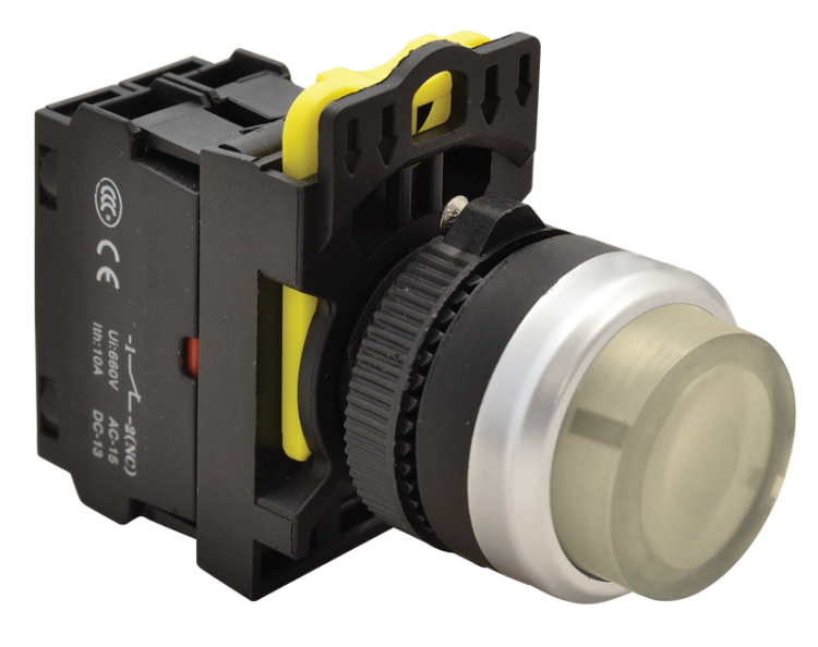 Przełącznik podświetlony, wystajacy, biały 1×NO, 5A/230V AC-15, IP42, LED 230V AC/DC NYK3-HLW Tracon Electric