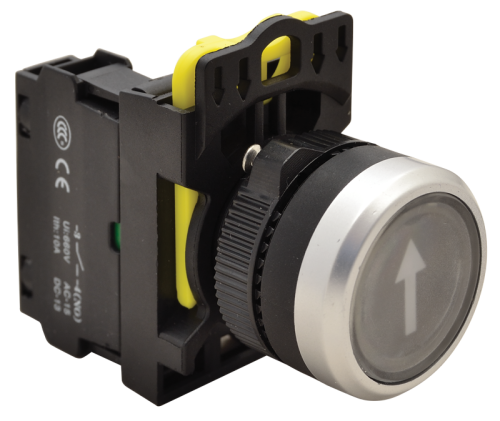 Przycisk z piktogramem, czarny, (biała strzałka) 1×NO, 5A/230V AC-15, IP65 NYG3-P4 Tracon Electric