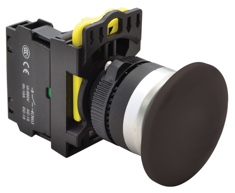 Przycisk grzybkowy, czarny 1×NO, 5A/230V AC-15, 40mm, IP65 NYG3-MBK Tracon Electric