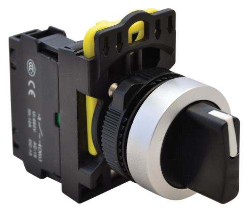 Przełącznik pokrętny, trzystanowy, powr. sprężyn. z lewej 2×NO, 5A/230V AC-15, IP65 NYK3-S33BK Tracon Electric