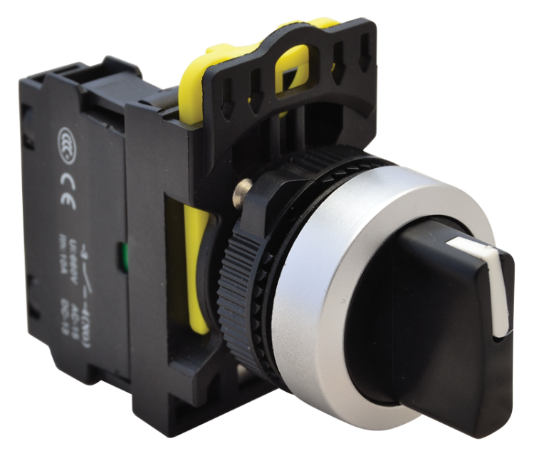 Przełącznik pokrętny, trzystanowy, powr. sprężyn. z lewej 2×NO, 5A/230V AC-15, IP65 NYK3-S33BK Tracon Electric