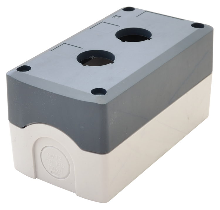 Obudowa do przycisków, szara,typ 2 d=22,5, IP65, 2×PG-13,5 NYGD-2GR Tracon Electric