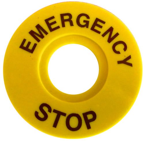 Plakietka EMERGENCY STOP d=60mm; h=2mm; ABS NYG3-ES60 Tracon Electric