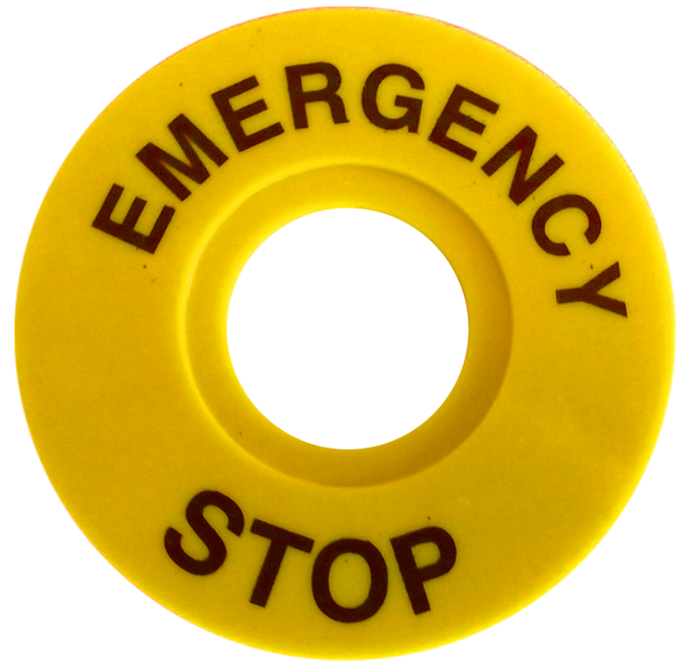 Plakietka EMERGENCY STOP d=60mm; h=2mm; ABS NYG3-ES60 Tracon Electric