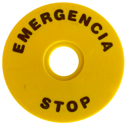 Plakietka EMERGENCY STOP d=90mm; h=2mm; ABS NYG3-ES90 Tracon Electric