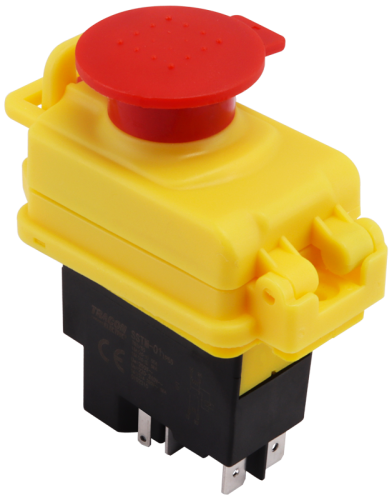Przekaźnikowy wyłącznik bezpieczeństwa, grzybkowy 5PIN, 230 VAC, 12A/AC3, IP54, 6,3×0,8 SSTM-015 Tracon Electric