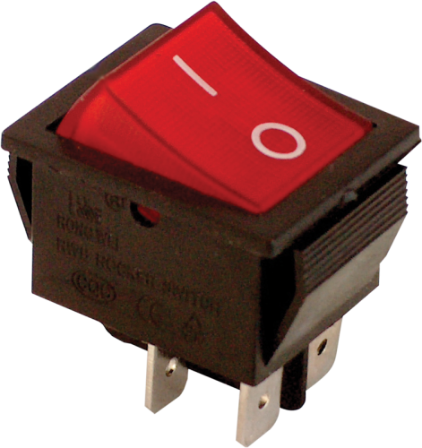 Przeł. koł. WŁ-WYŁ, 2polowy, czerwony, napis 0-I, świecący 16(6)A, 250V AC TES-42 Tracon Electric
