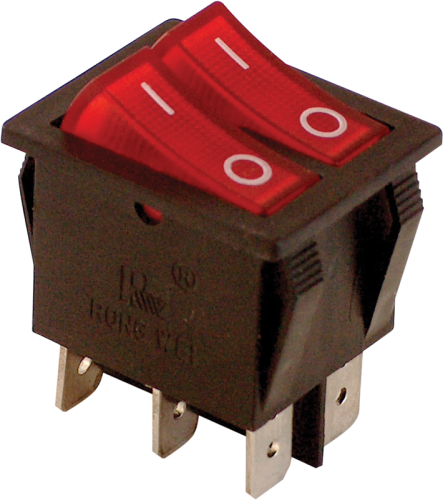 Przełącznik kołyskowy WŁ-WYŁ, 2-obwod, czerwony, napis 0-I 16(6)A, 250V AC TES-43 Tracon Electric