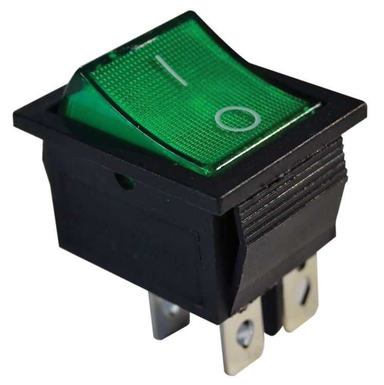 Przełącznik kołyskowy, WŁ-WYŁ,2polowy, zielony 16(6)A, 250V AC TES-44 Tracon Electric