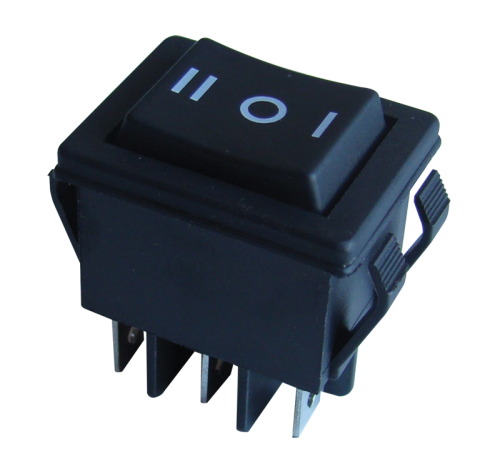 Przełącznik kołyskowy przeł. czarny, wciskany, nap. I-0-II 16(6)A, 250V AC TES-52-2 Tracon Electric