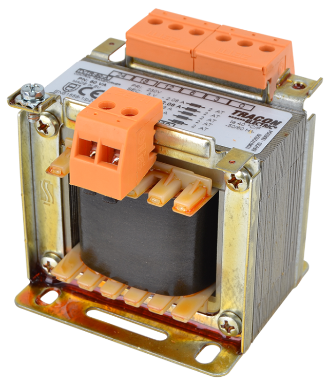 Zwykły transformator jednofazowy 230V / 3-6-12-24V, max.50VA TVTR-50-A Tracon Electric