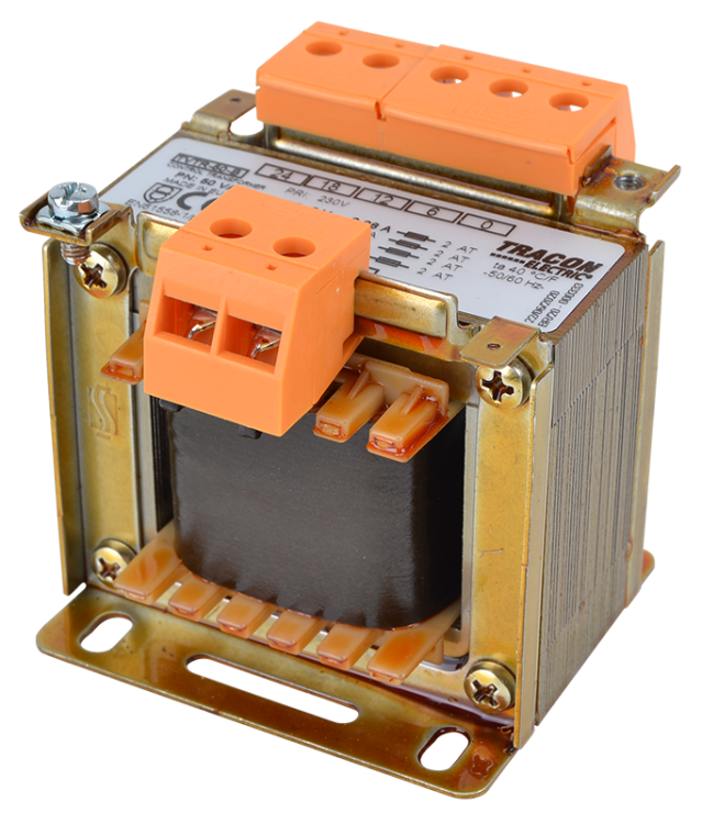 Zwykły transformator jednofazowy 230V / 6-12-18-24V, max.50VA TVTR-50-B Tracon Electric