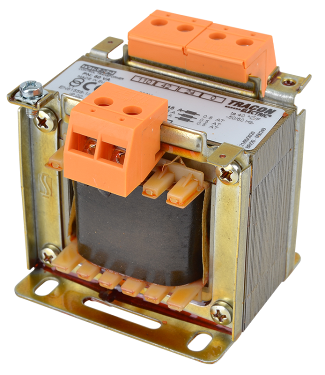 Zwykły transformator jednofazowy 230V / 24-42-110V, max.50VA TVTR-50-D Tracon Electric