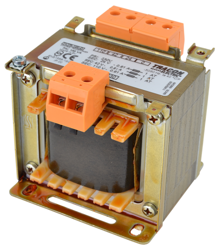 Zwykły transformator jednofazowy 230V / 24-42-110V, max.100VA TVTR-100-D Tracon Electric