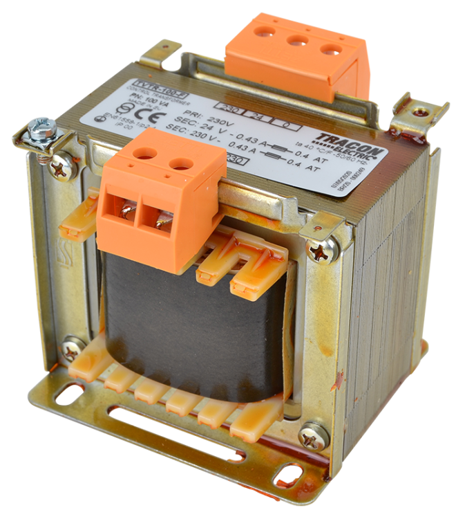 Zwykły transformator jednofazowy 230V / 24-230V, max.100VA TVTR-100-F Tracon Electric
