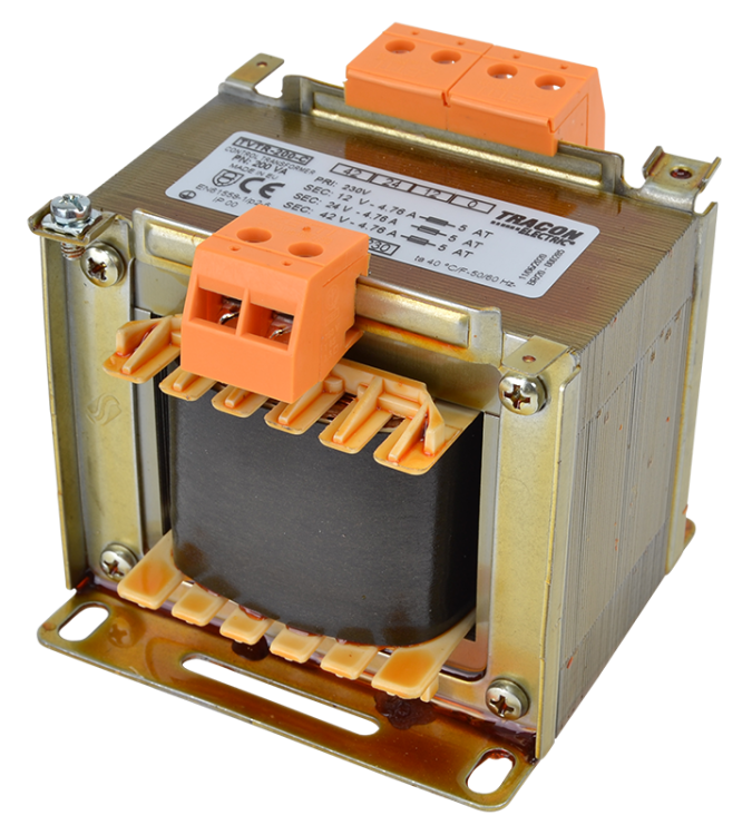 Zwykły transformator jednofazowy 230V / 12-24-42V, max.250VA TVTR-250-C Tracon Electric