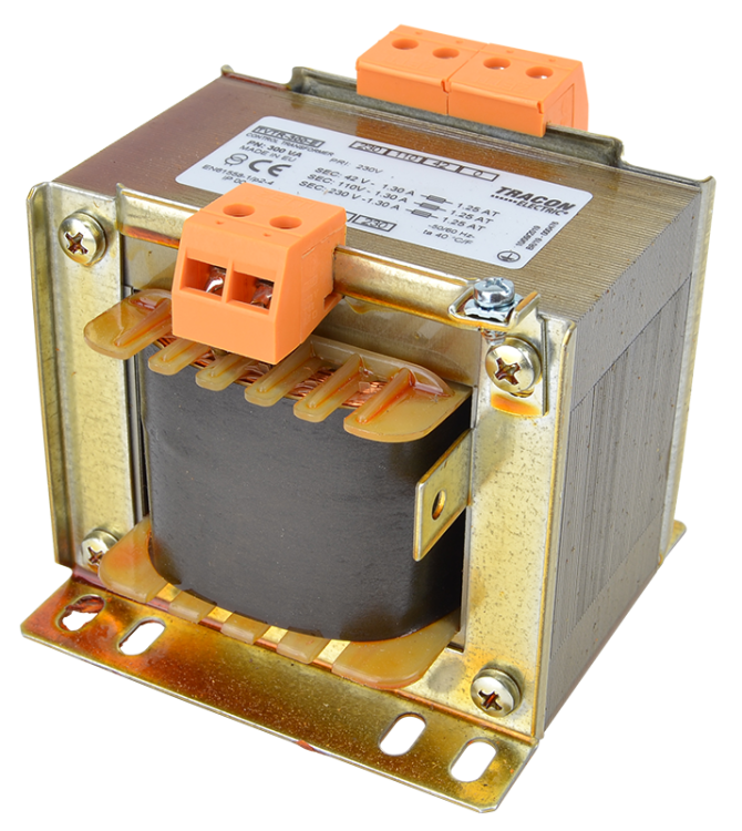Zwykły transformator jednofazowy 230V / 42-110-230V, max.300 VA TVTR-300-E Tracon Electric