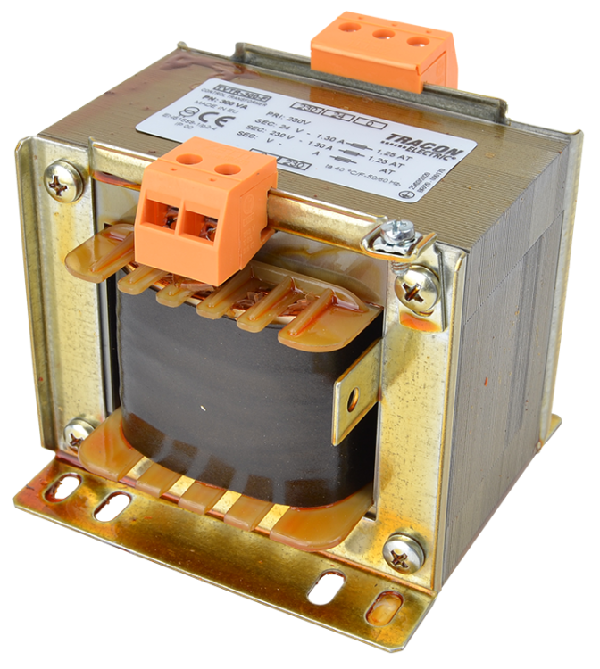 Zwykły transformator jednofazowy 230V / 24-230V, max.300VA TVTR-300-F Tracon Electric