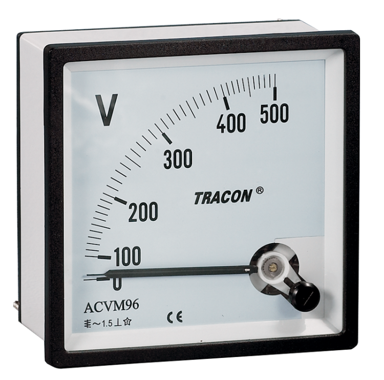 Woltomierz analogowy na prąd przemienny 96×96mm, 450V AC ACVM96-450 Tracon Electric