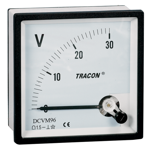 Woltomierz analogowy na prąd stały 72×72mm, 30V DC DCVM72-30 Tracon Electric
