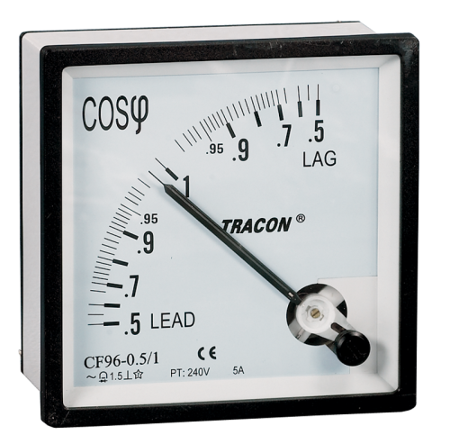Miernik współczynnika mocy, jednofazowy 96×96mm, 240V AC, 0,5 CF96-0,5/1 Tracon Electric
