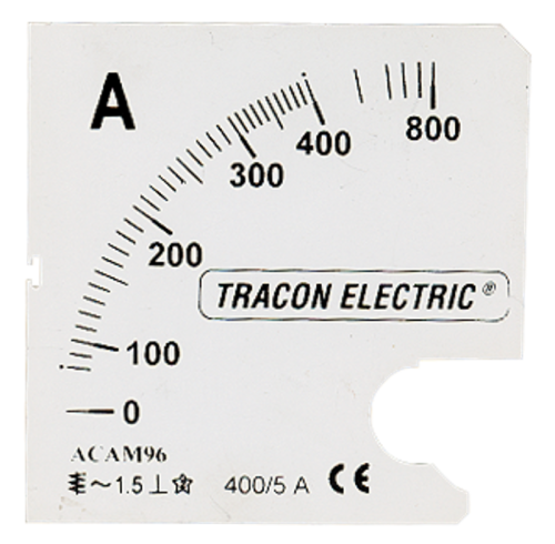 Panel skali do miernika ACAM96-5 0 - 50 (100) A SCALE-AC96-50/5A Tracon Electric