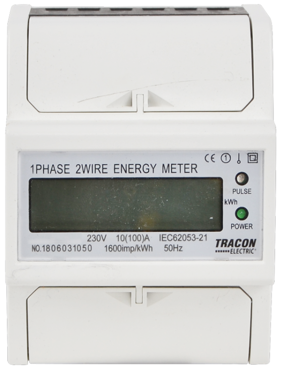 Jednofazowy licznik energii LCD, bezpośredni 1F 4-modułowy 230VAC / 10(100)A TVOF14 Tracon Electric