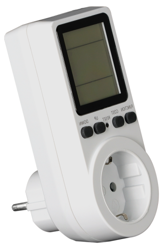 Wtykowy licznik energii z wyświetlaczem LCD 230 V, 50 Hz, 16 A, 3680 W, V,A,W,kWh,Hz,cosfi,cost TVOD02 Tracon Electric