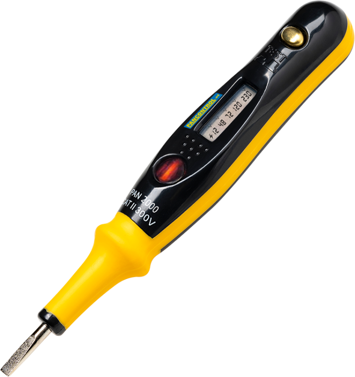 Tester napięcia z wyświetlaczem LCD 12-250VAC, 1,5-36VDC, 1p PAN2000 Tracon Electric