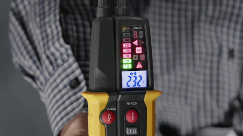 Dwubiegunowy tester napięcia,tester AVK, wyświetl. LCD LED 12-1000V AC/DC, 30mA FI‐Test PANMV-1000AD Tracon Electric