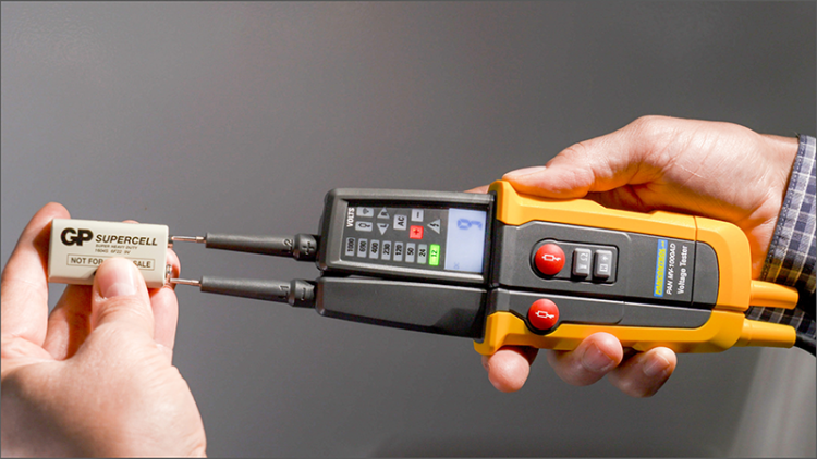 Dwubiegunowy tester napięcia,tester AVK, wyświetl. LCD LED 12-1000V AC/DC, 30mA FI‐Test PANMV-1000AD Tracon Electric