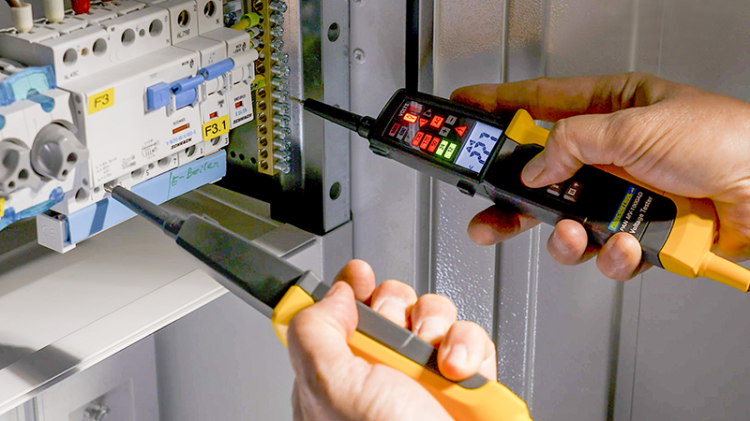 Dwubiegunowy tester napięcia,tester AVK, wyświetl. LCD LED 12-1000V AC/DC, 30mA FI‐Test PANMV-1000AD Tracon Electric