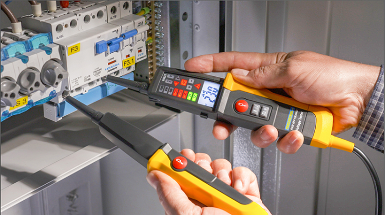 Dwubiegunowy tester napięcia,tester AVK, wyświetl. LCD LED 12-1000V AC/DC, 30mA FI‐Test PANMV-1000AD Tracon Electric