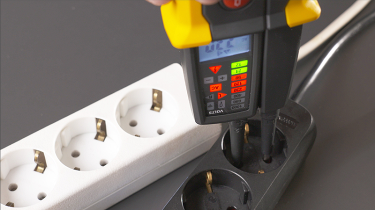 Dwubiegunowy tester napięcia,tester AVK, wyświetl. LCD LED 12-1000V AC/DC, 30mA FI‐Test PANMV-1000AD Tracon Electric