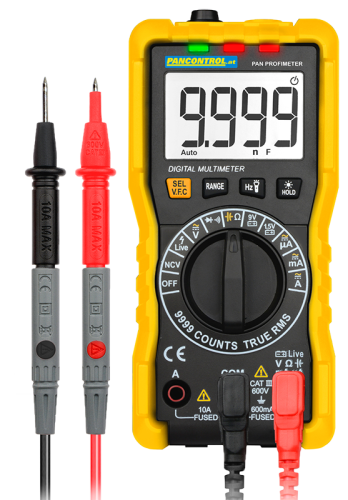 Kompaktowy multimetr cyfrowy ACV, DCV, ACA, DCA, TRMS, Ohm, Hz, C, NCV PANPROFIMETER Tracon Electric