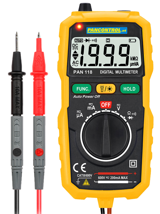 Kompaktowy multimetr cyfrowy DCV, ACV, DCA, ACA, OHM, dioda, NCV PAN118 Tracon Electric