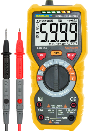 Multimetr cyfrowy True RMS DCV, ACV,DCA,ACA,OHM, C, °C, dioda PAN186 Tracon Electric