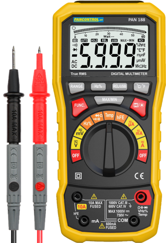 Multimetr cyfrowy True RMS DCV, ACV, DCA, ACA, OHM, C, °C, dioda PAN188 Tracon Electric
